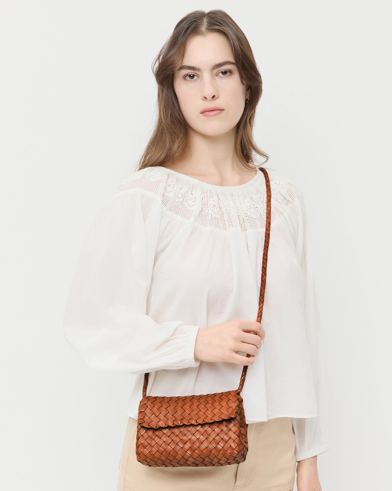 Vinnie Timber Woven Leather Crossbody