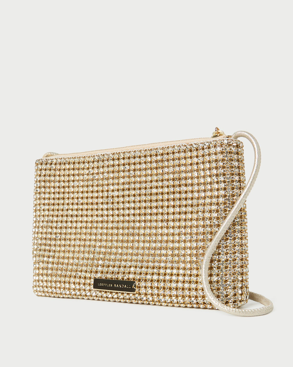 Yara Gold Diamanté Flat Clutch