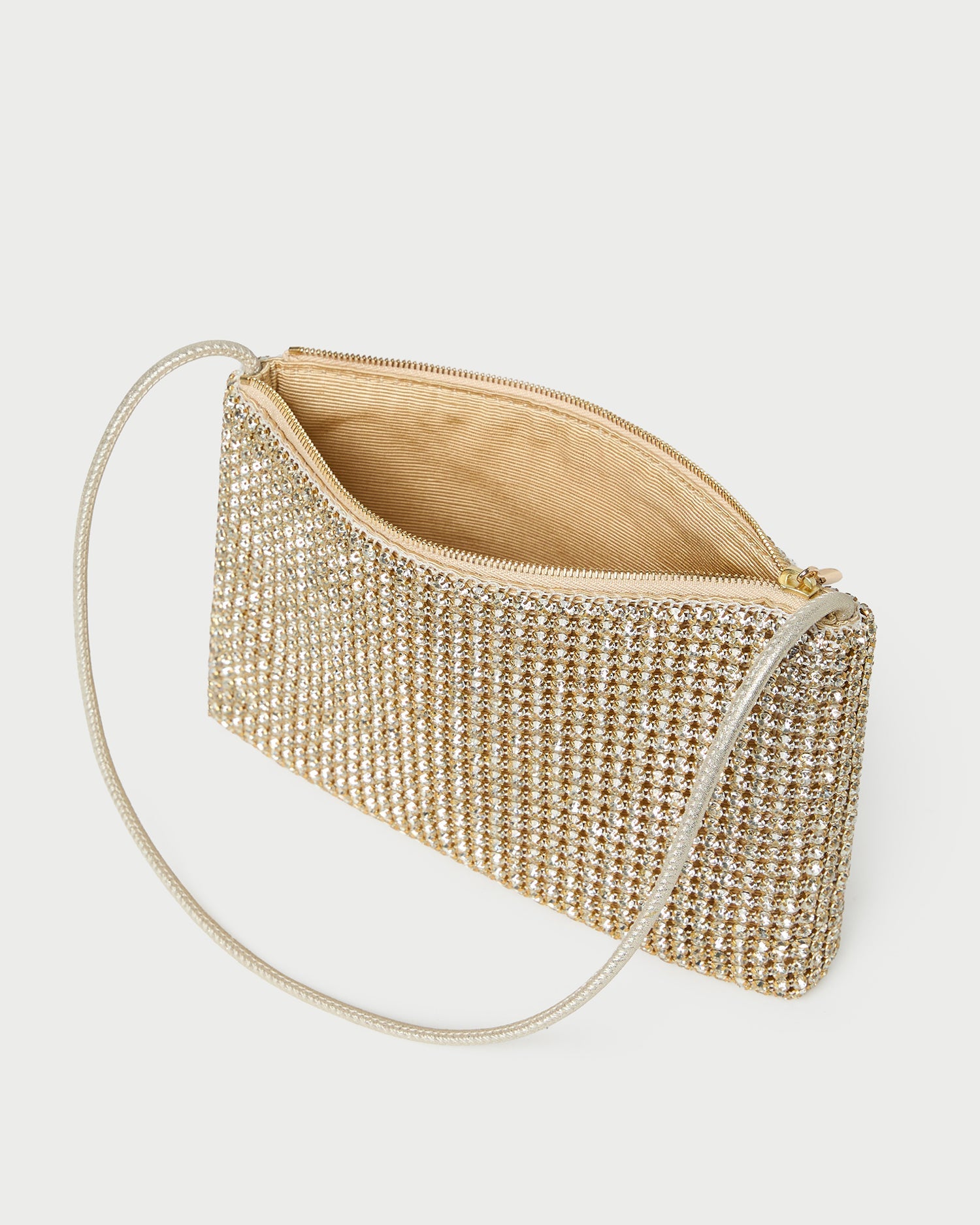 Yara Gold Diamanté Flat Clutch