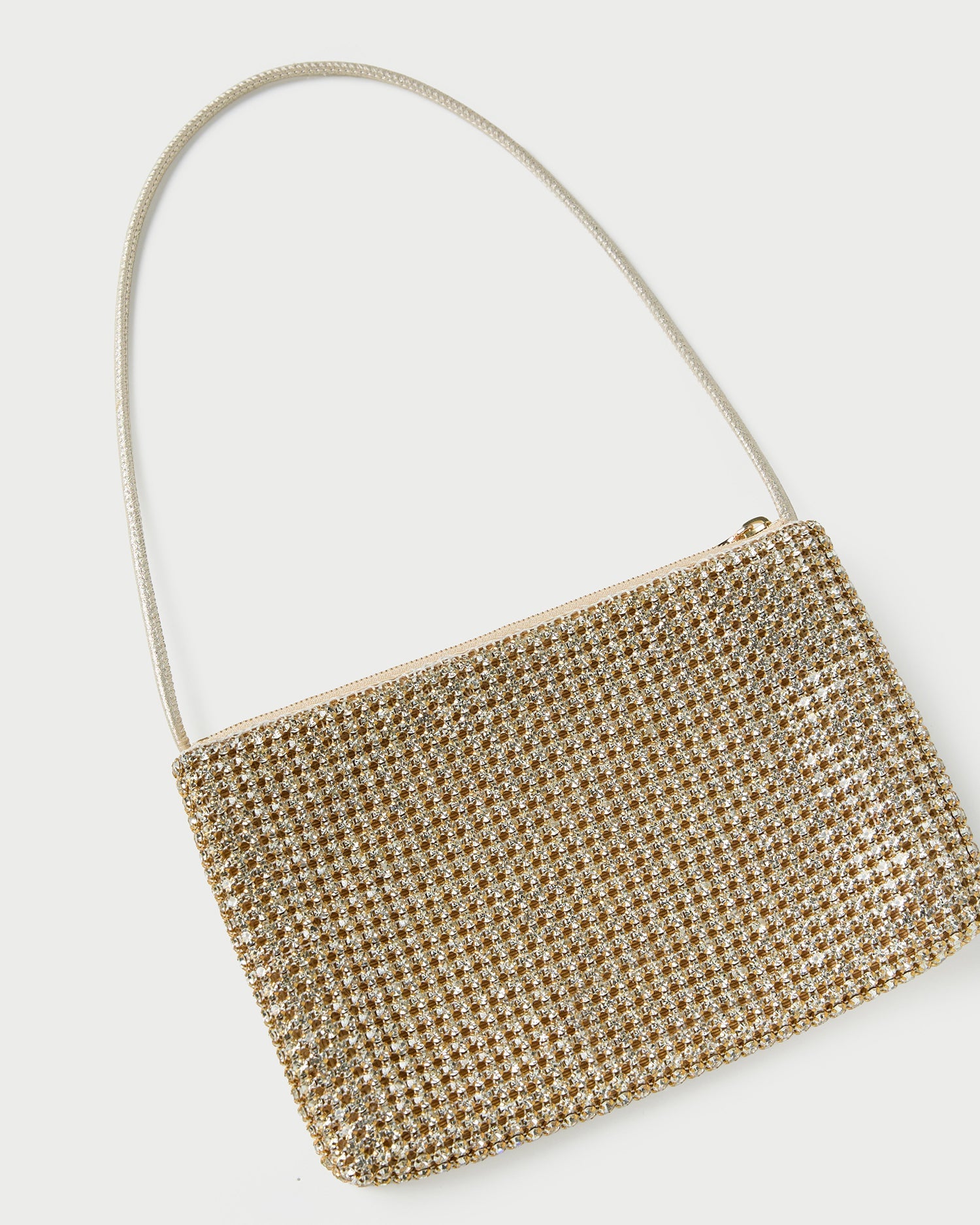 Yara Gold Diamanté Flat Clutch