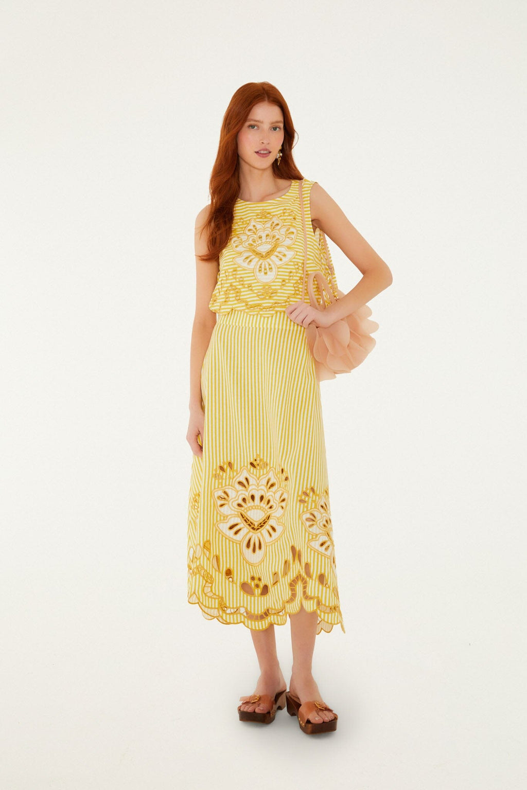 Yellow Stripes Richelieu Sleeveless Crop Top