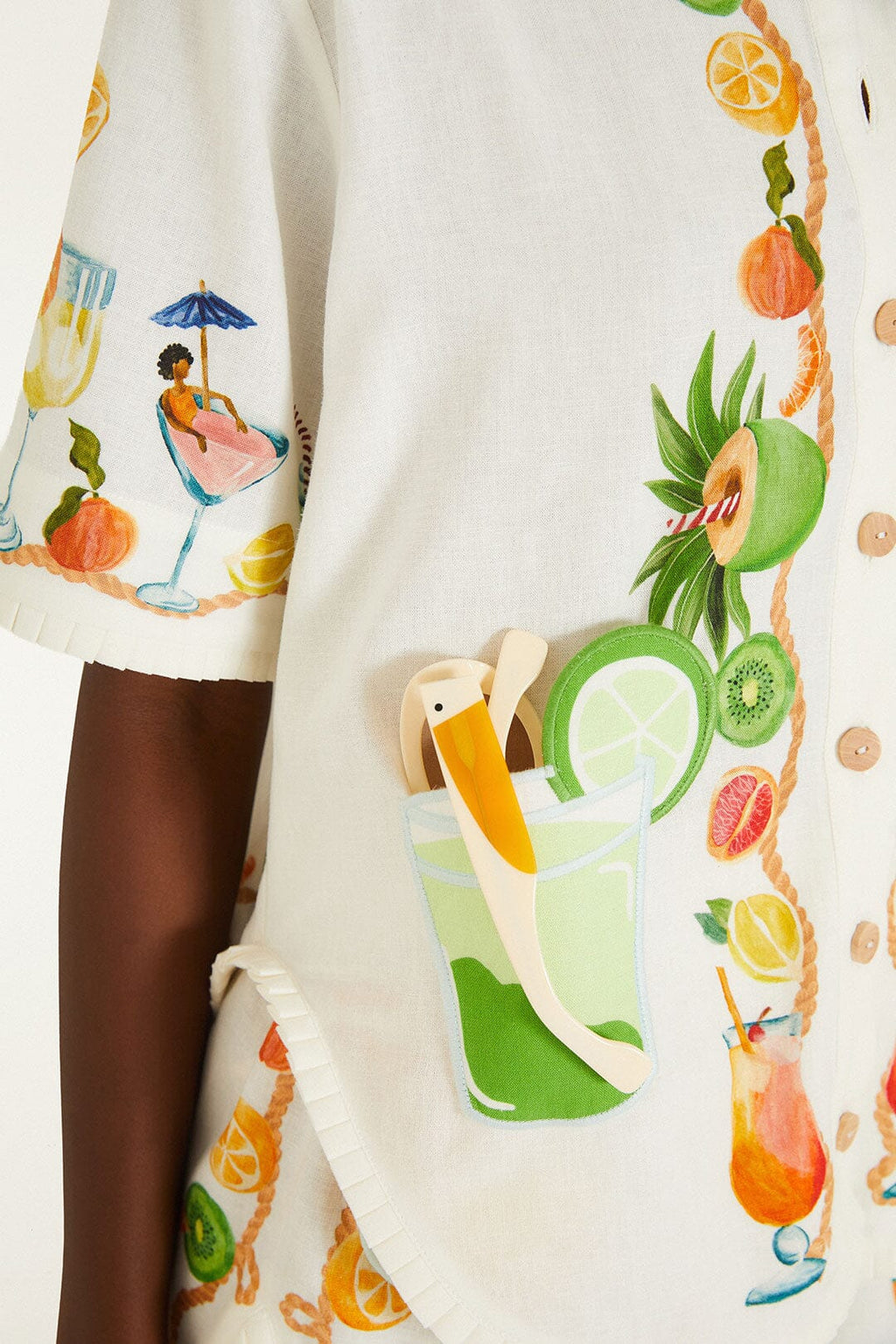 Off-White Biricutico Scarf Embroidered Short Sleeve Shirt