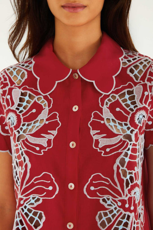 Blouse With Embroidery And Buttons