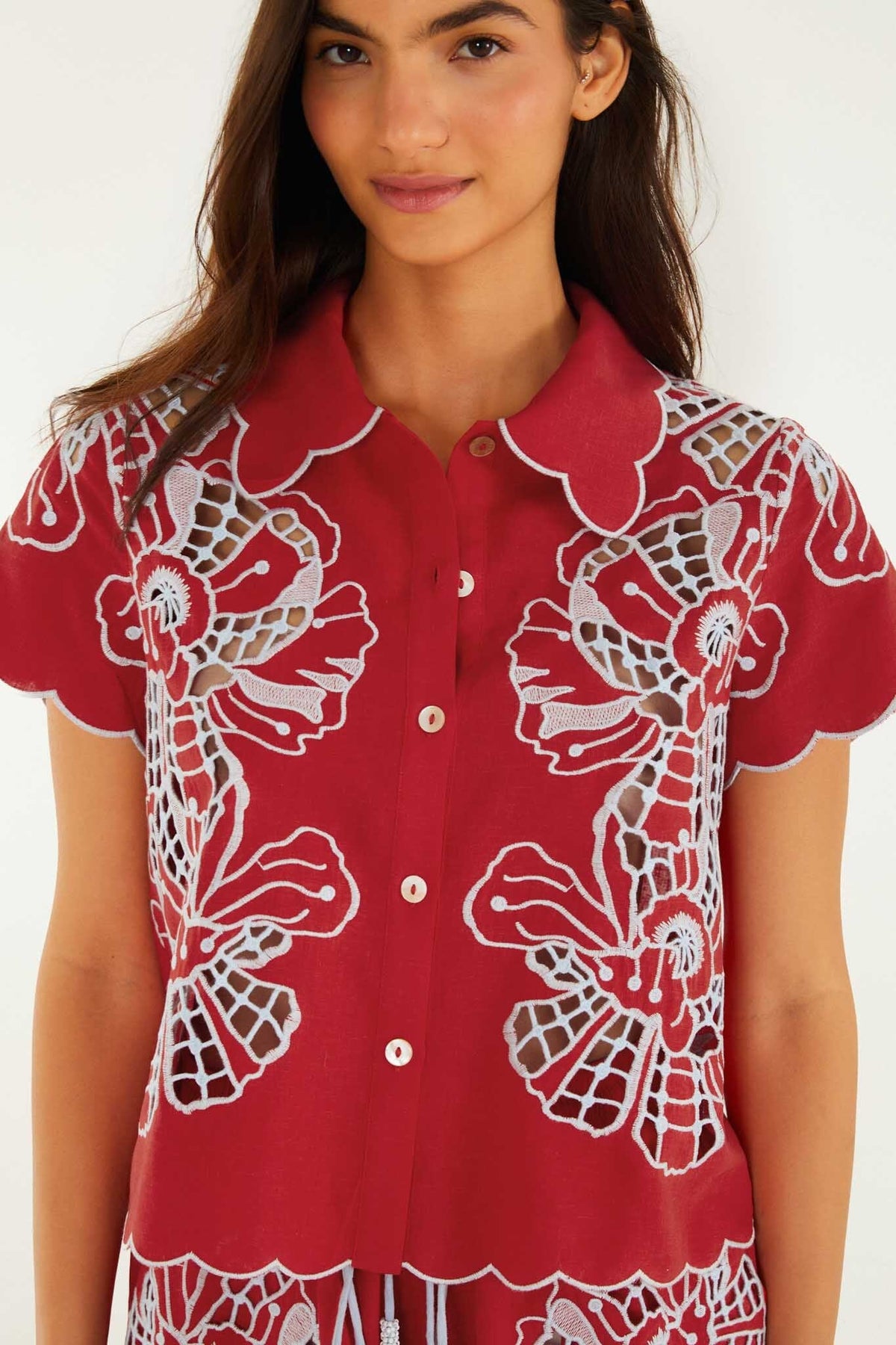 Blouse With Embroidery And Buttons