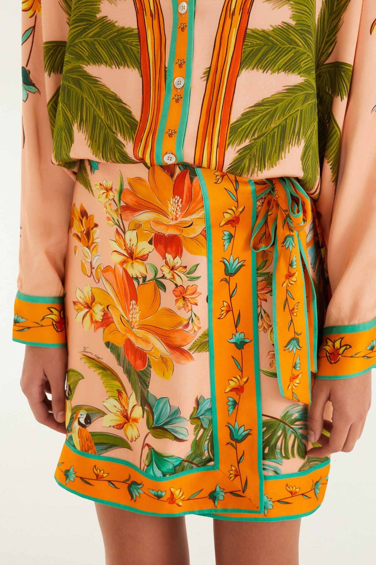 Multicolor Birds Mini Skirt