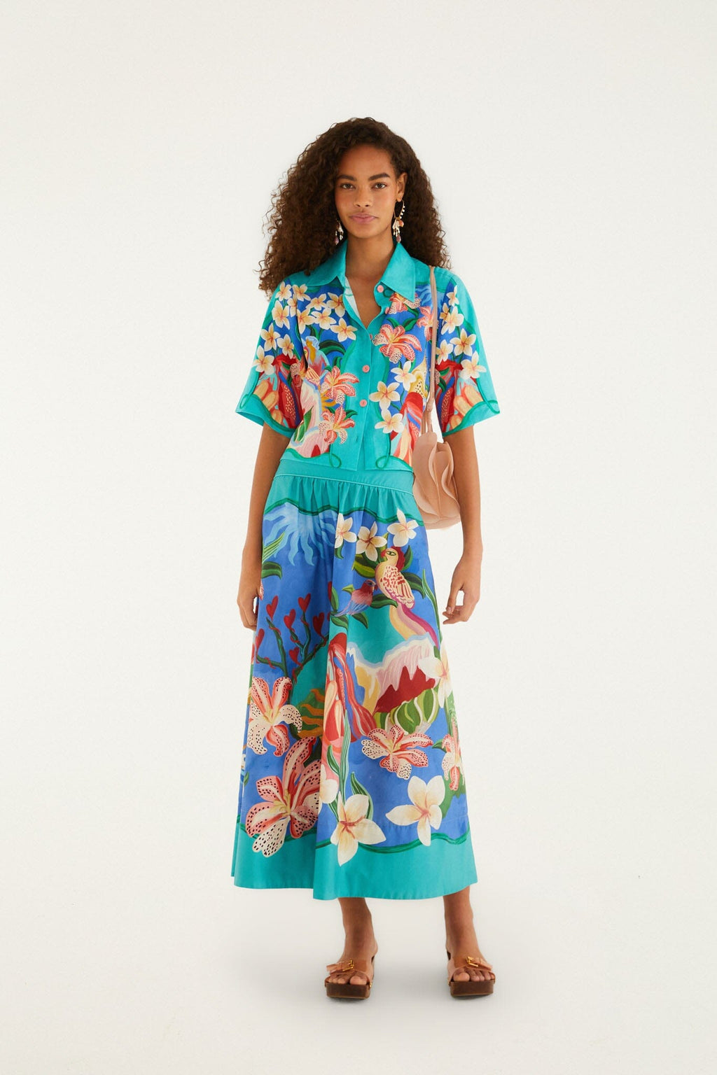 Multicolor Garden Of Life Pockets Midi Skirt