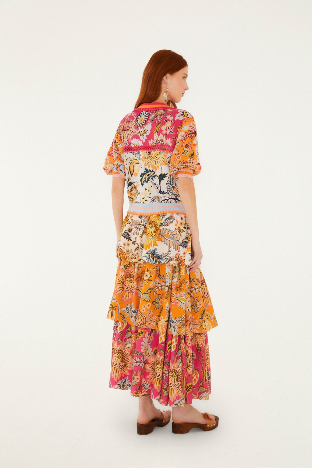 Multicolor Ligia Floral Mix Layered Midi Skirt