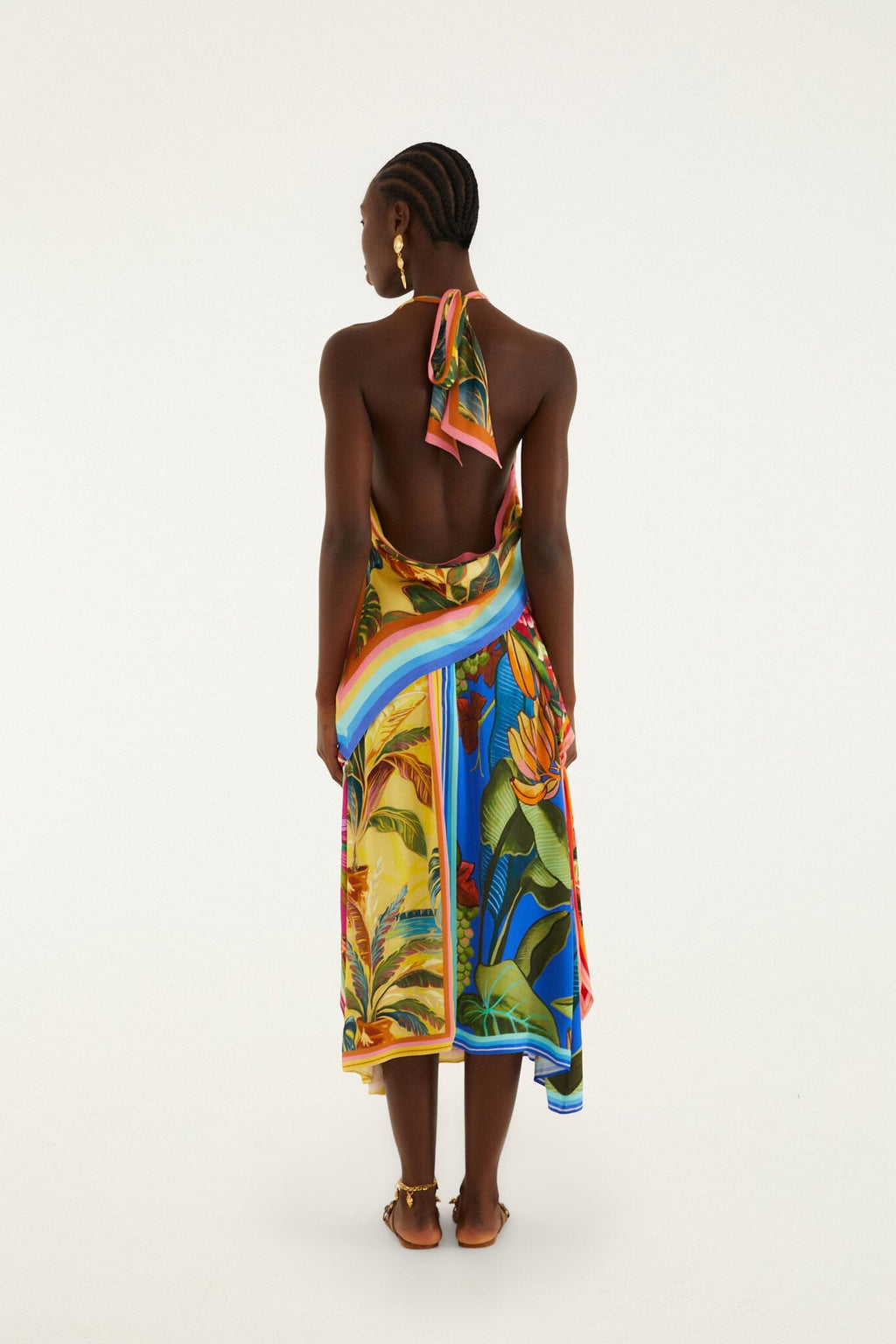 Multicolor Rainbow Summer Mixed Scarves  Midi Skirt