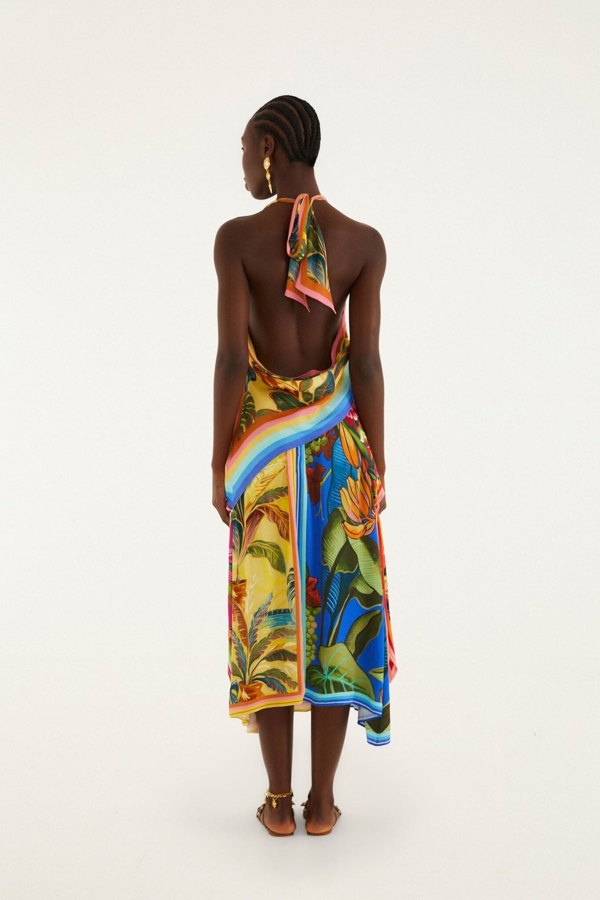 Multicolor Rainbow Summer Mixed Scarves  Midi Skirt