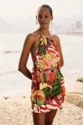 Multicolor Tropical Rope Ties Mini Dress