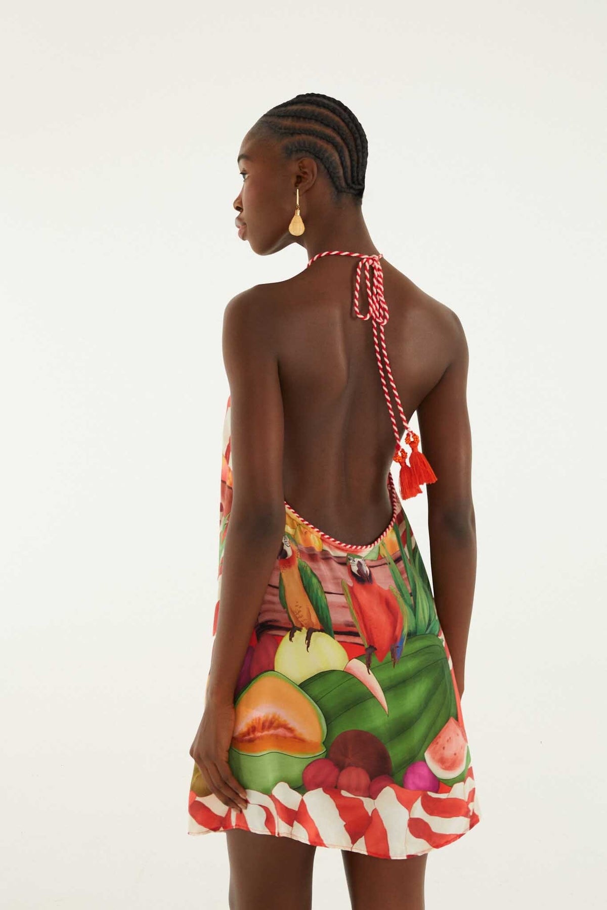 Multicolor Tropical Rope Ties Mini Dress