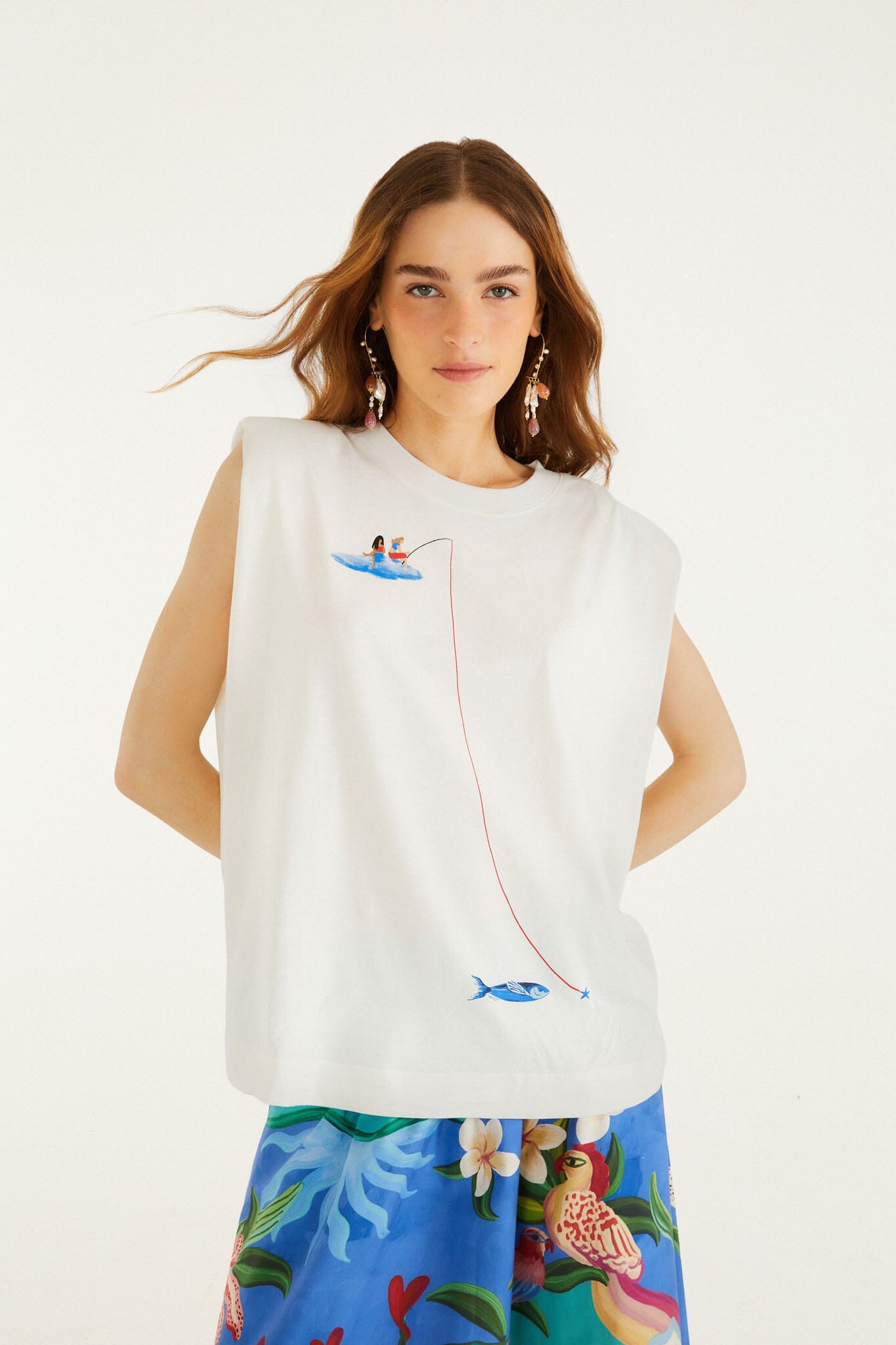 Off-White Fishing Dreams Padded Shoulder T-Shirt