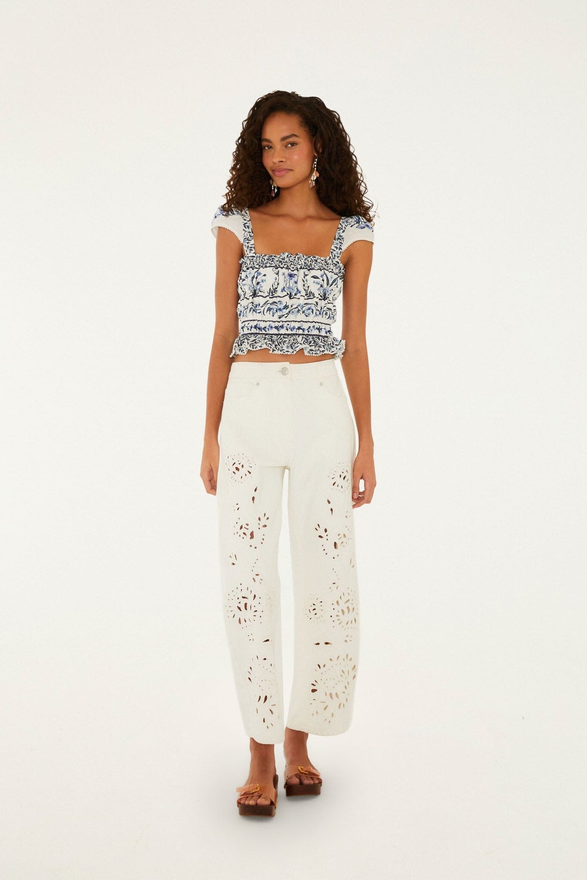 Off-White Flowers Arch Smocked  Blouse