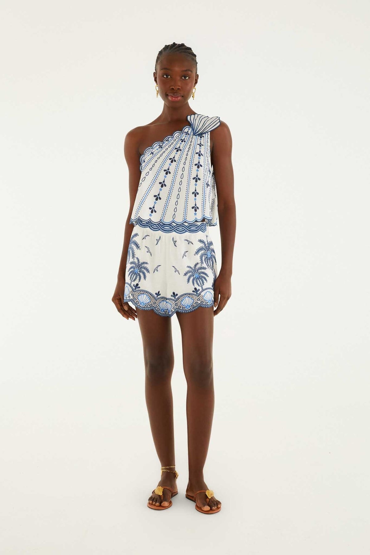 One Shoulder 3d Blouse With Embroidery