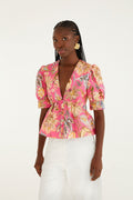 Pink Ligia Floral Puff Sleeve  Blouse
