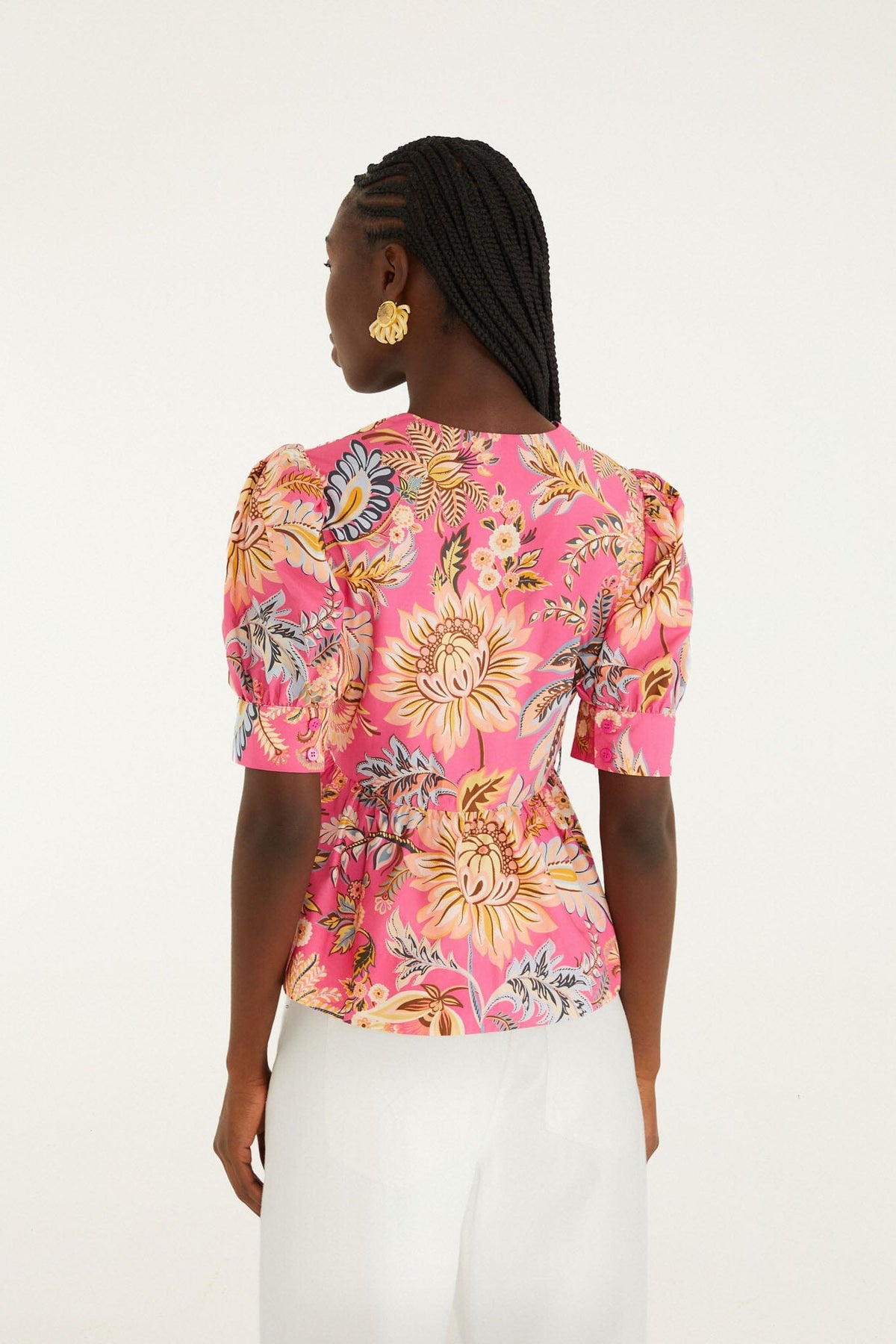 Pink Ligia Floral Puff Sleeve  Blouse