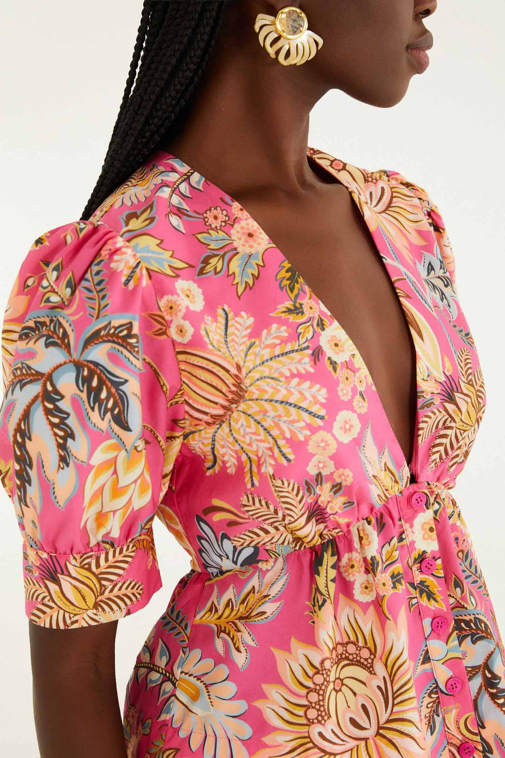 Pink Ligia Floral Puff Sleeve  Blouse