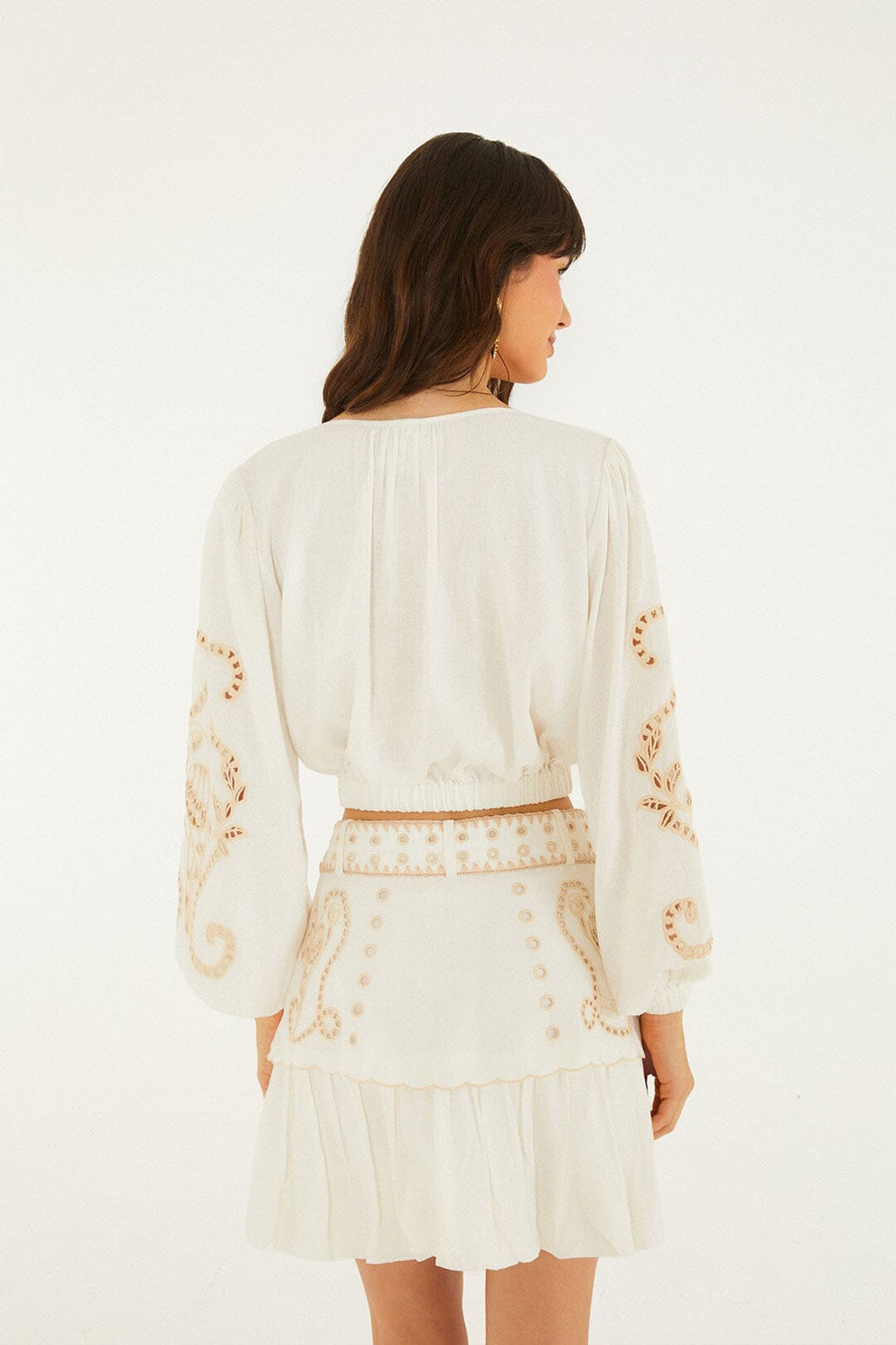 Sand Richelieu Belted Mini Skirt