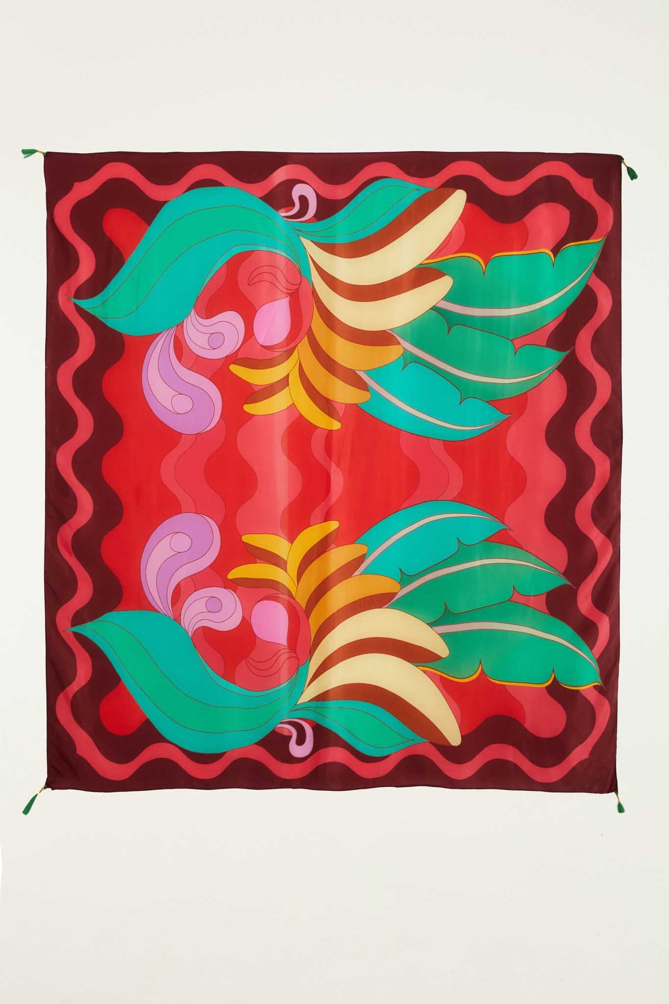 Sarong With Tassel Trim In The Four Corners