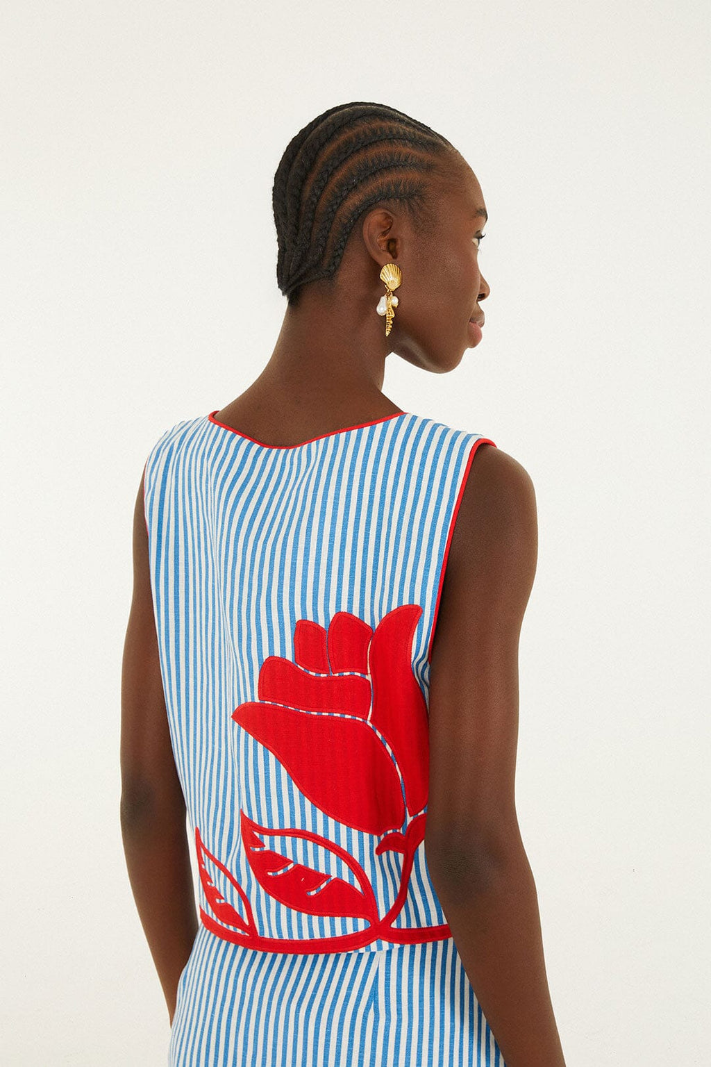 Sky Stripes Blue Sleeveless Crop Top
