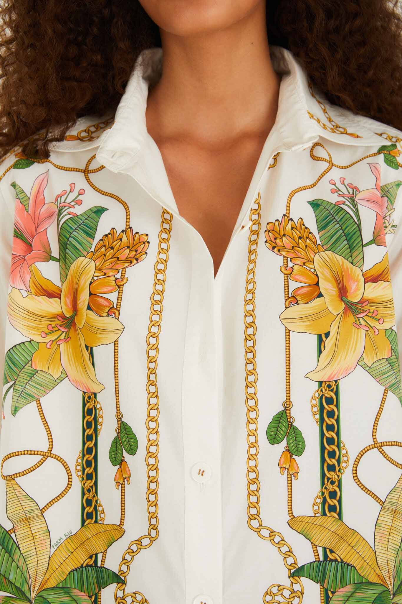 Tropical Royalty Off-White Shirt Long Sleeve