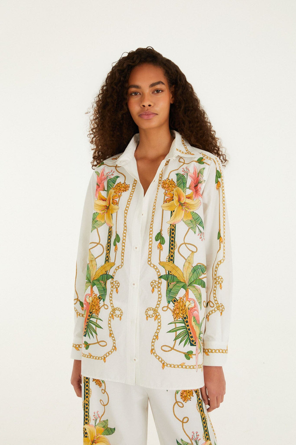 Tropical Royalty Off-White Shirt Long Sleeve