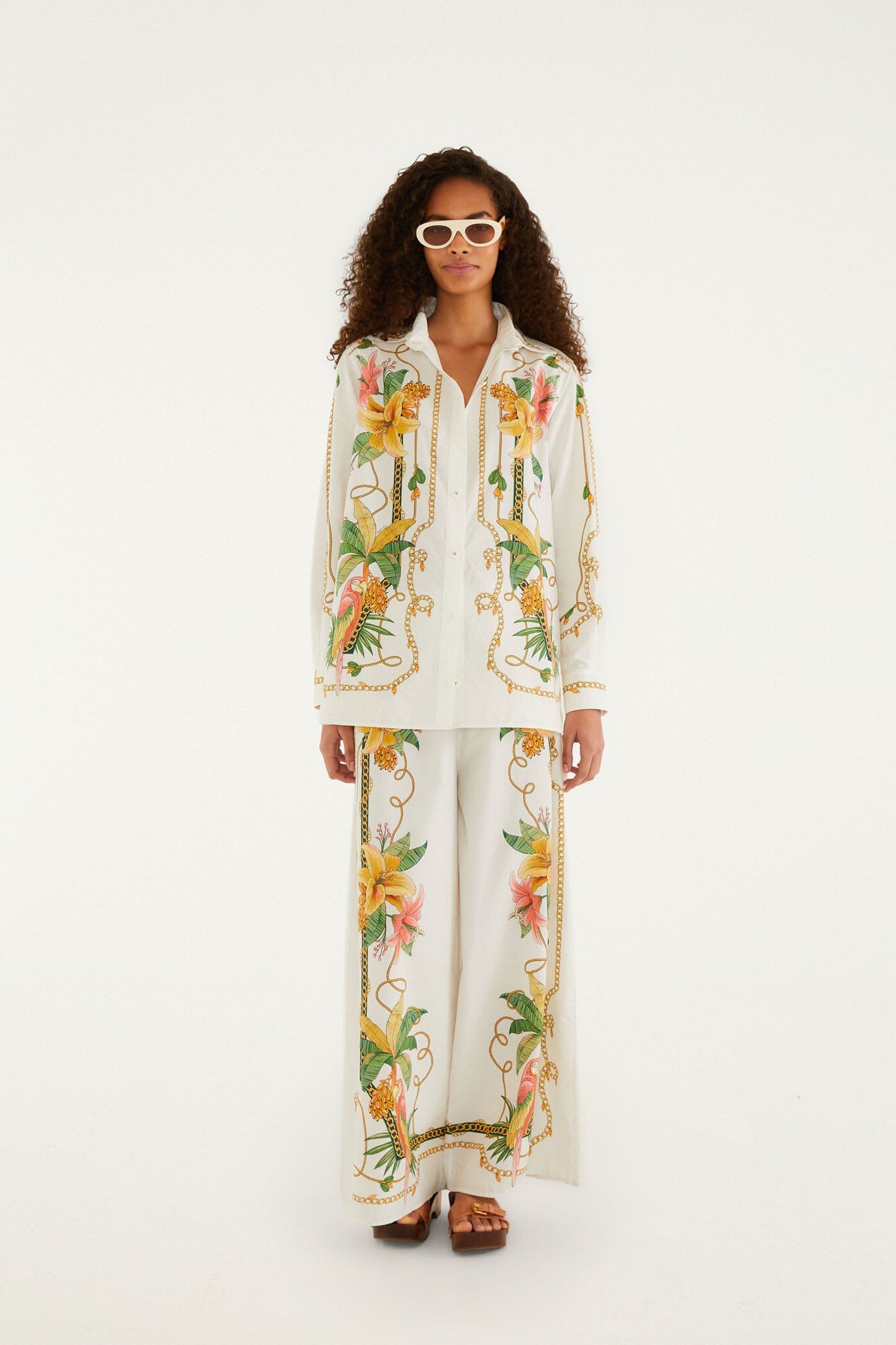 Tropical Royalty Off-White Shirt Long Sleeve