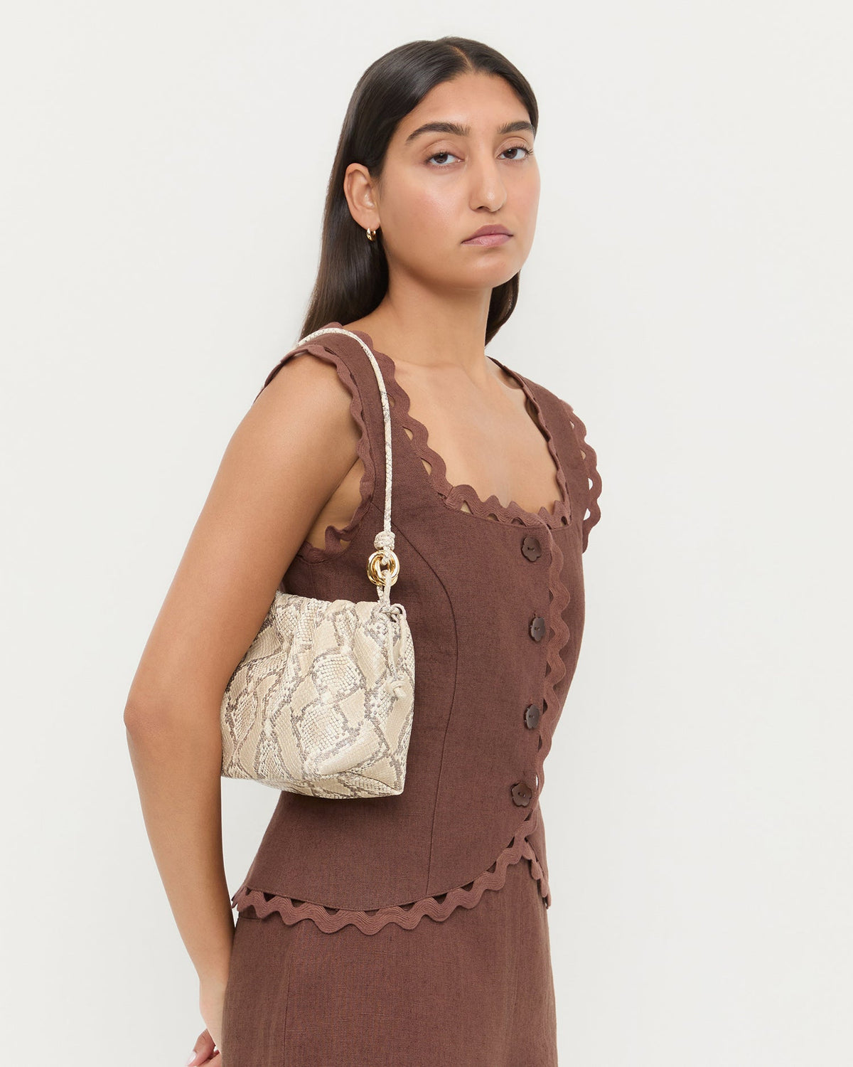 Kiri Snake Leather Shoulder Bag