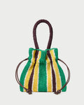 Kylie Green/Yellow Raffia Drawstring Pouch