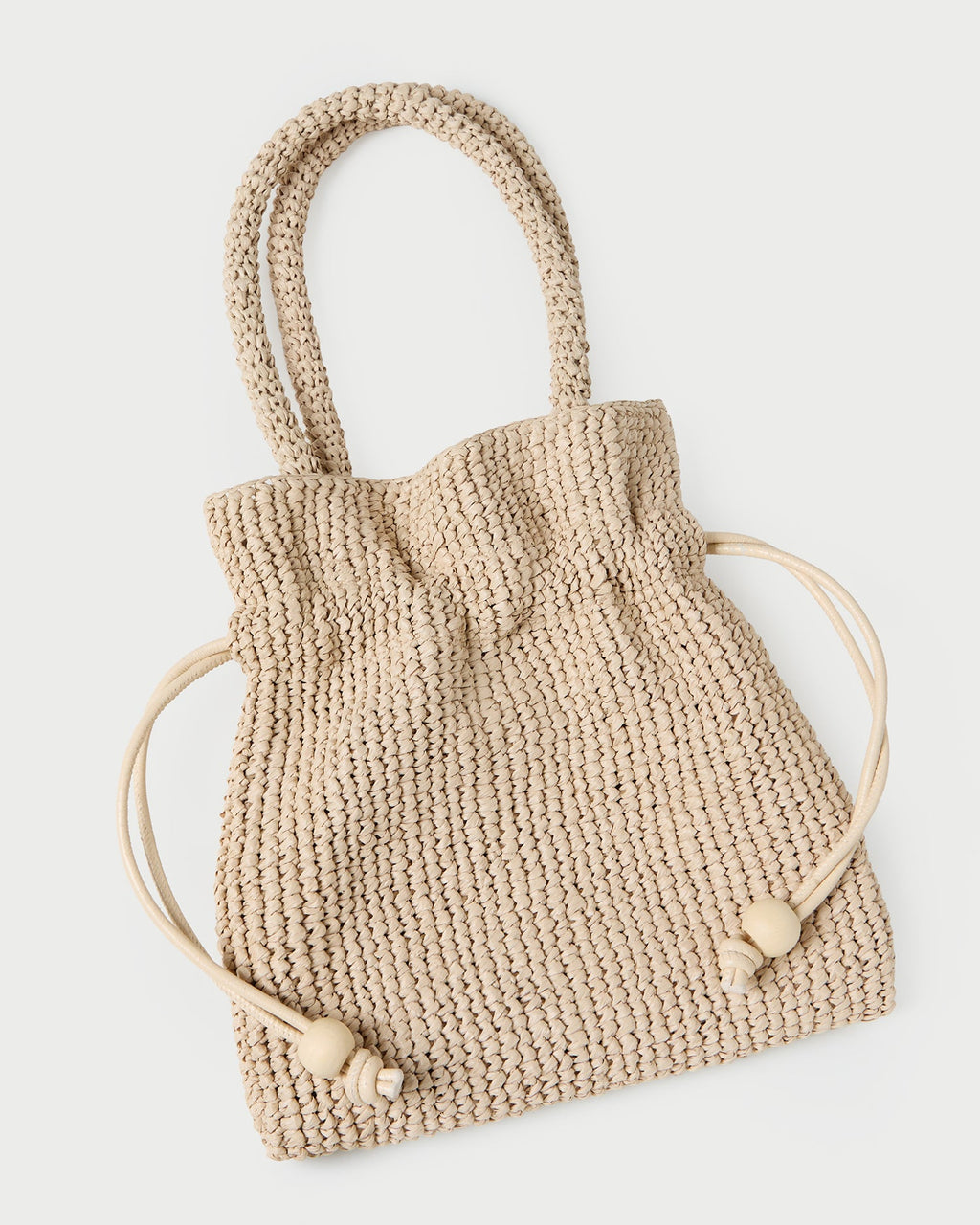 Kylie Natural Raffia Drawstring Pouch