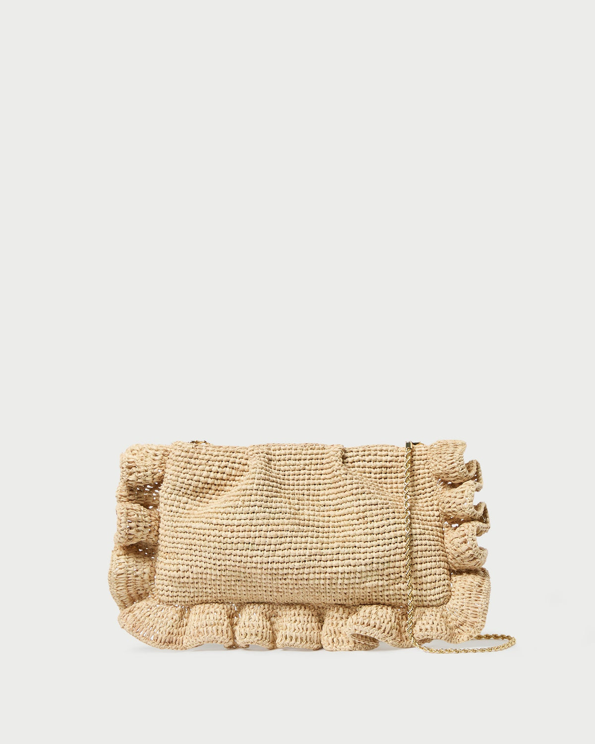 Mavis Natural Raffia Ruffle Clutch