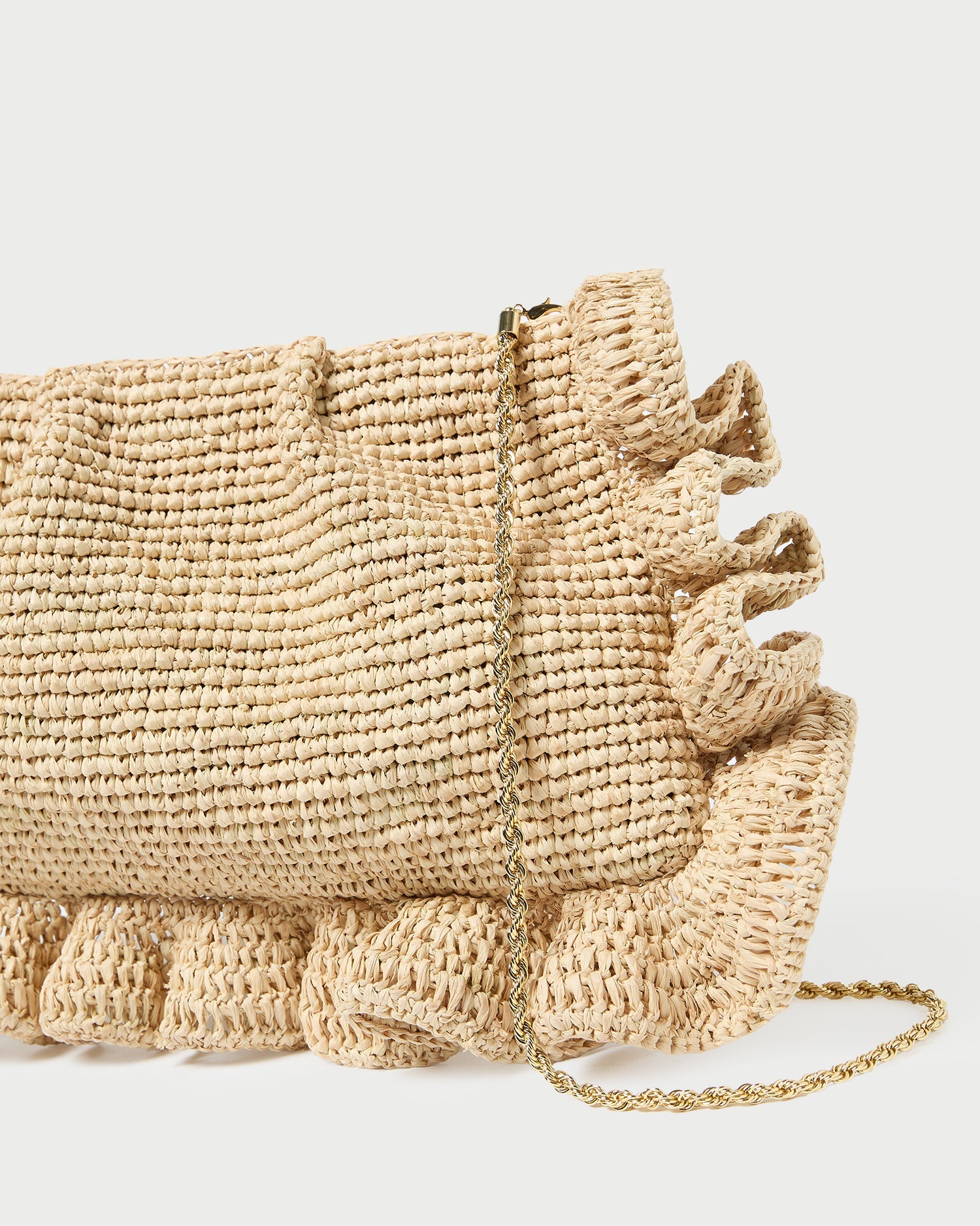 Mavis Natural Raffia Ruffle Clutch