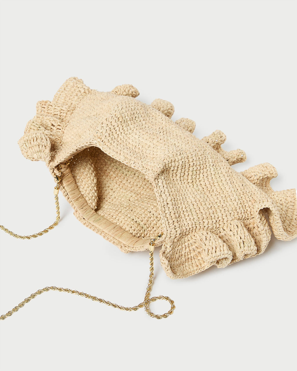 Mavis Natural Raffia Ruffle Clutch
