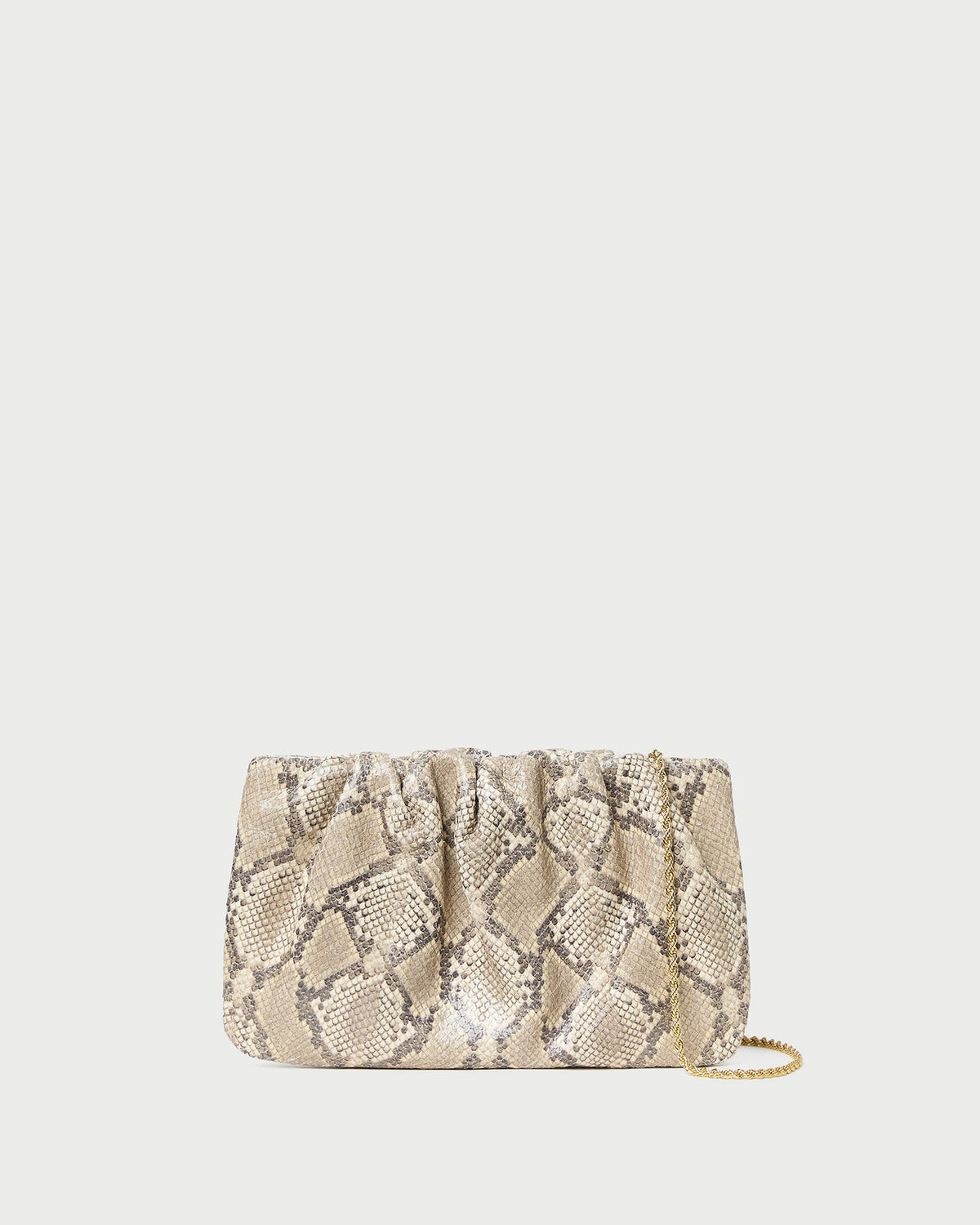 Serena Snake Leather Gathered Clutch