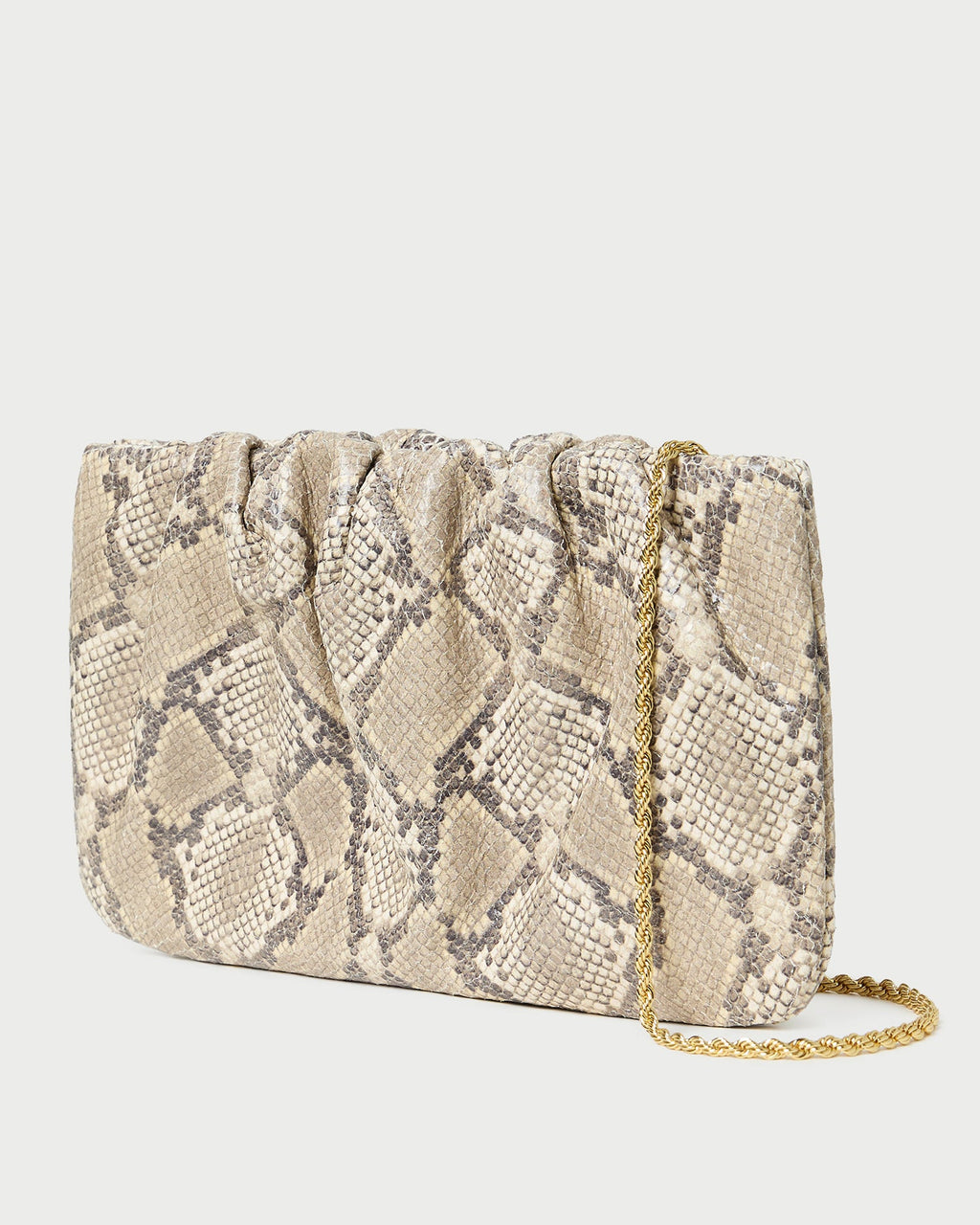 Serena Snake Leather Gathered Clutch
