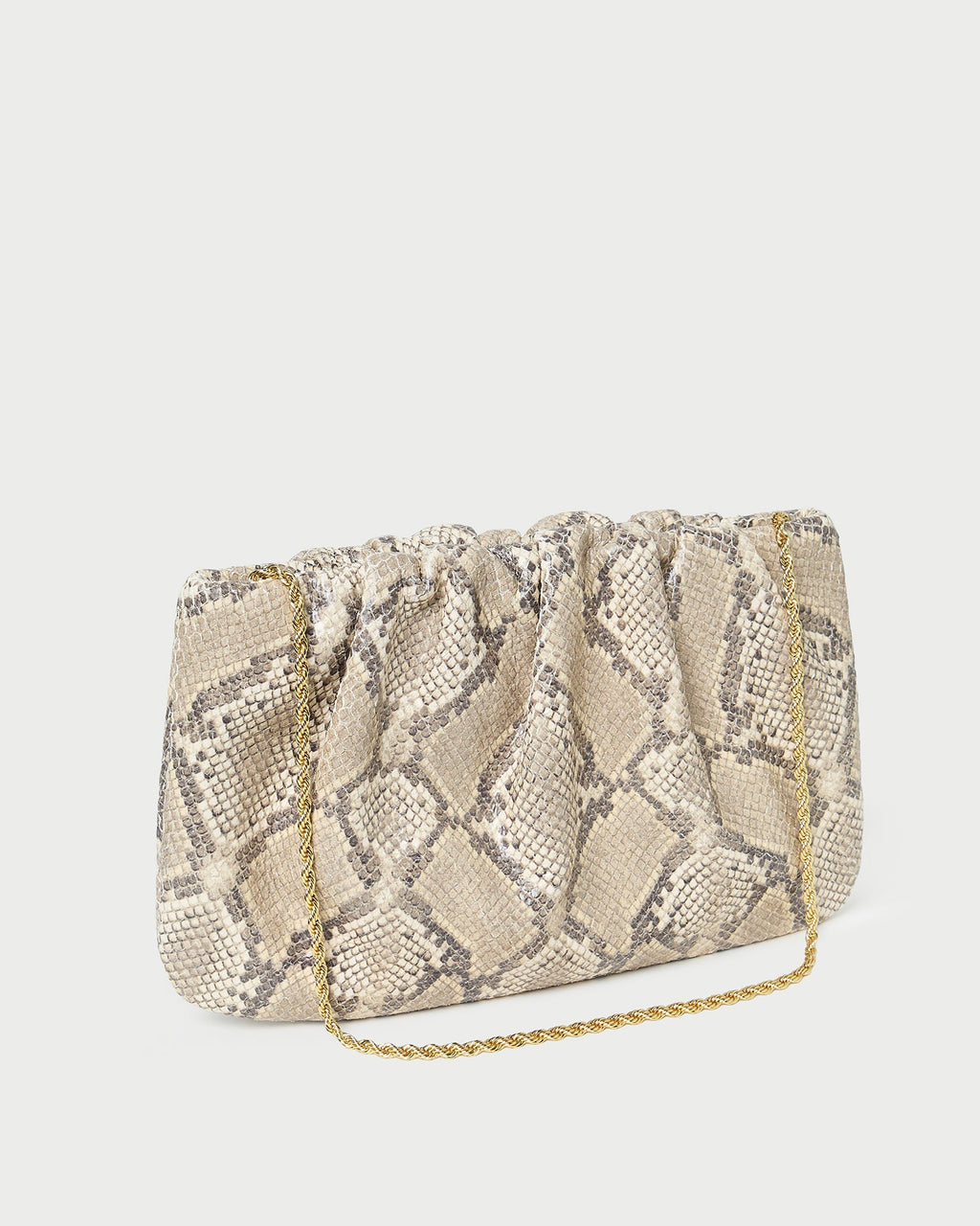 Serena Snake Leather Gathered Clutch