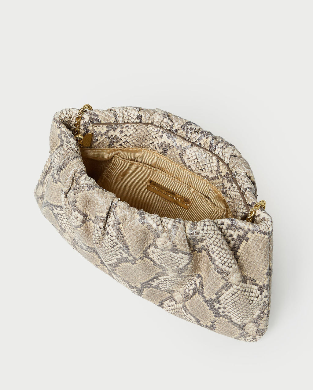 Serena Snake Leather Gathered Clutch