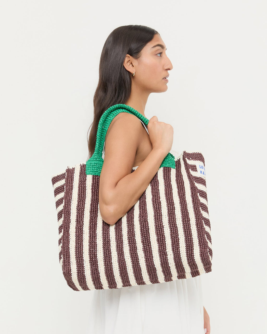 Sol Brown/White Crochet Beach Tote