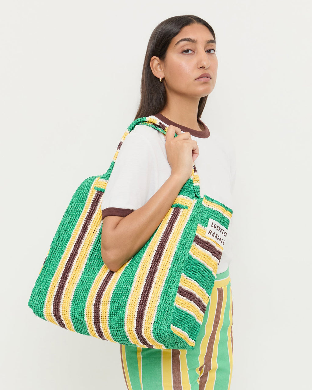 Sol Green/Yellow Crochet Beach Tote