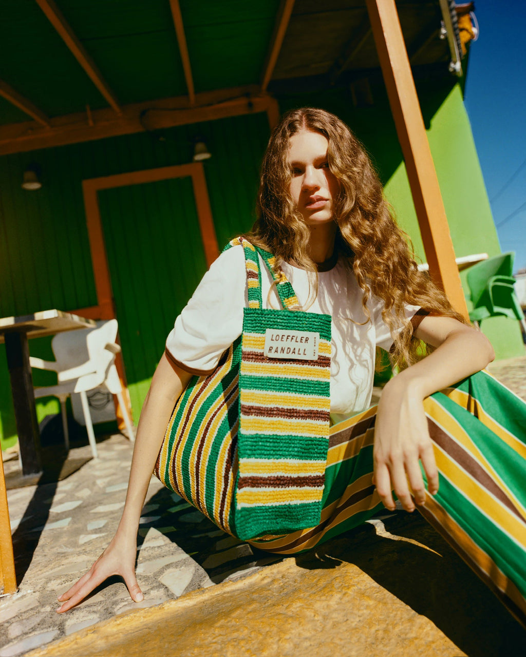 Sol Green/Yellow Crochet Beach Tote