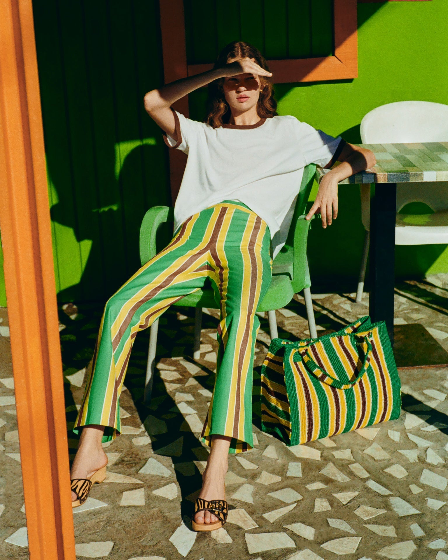 Sol Green/Yellow Crochet Beach Tote