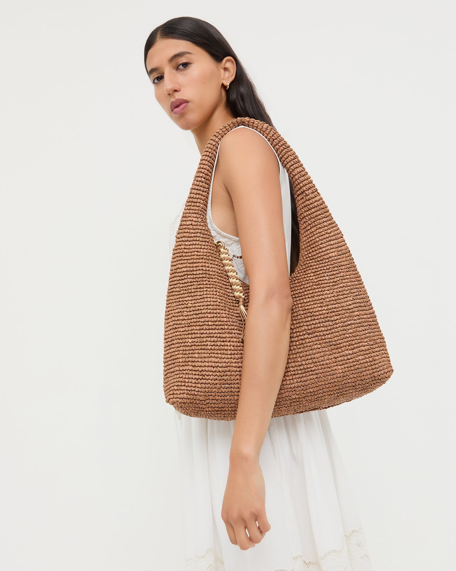 Willow Brown Woven Hobo Bag